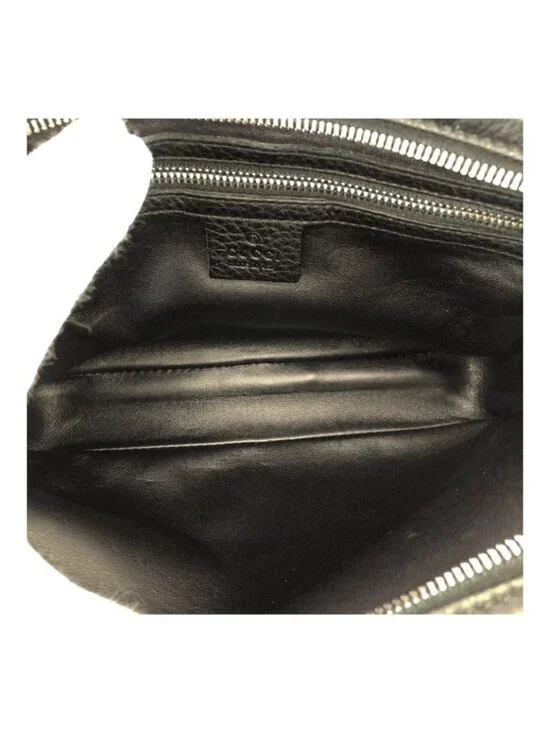 Gucci Black Silver Hardware Leather Clutch Bag Second Men - Picture 7 of 9